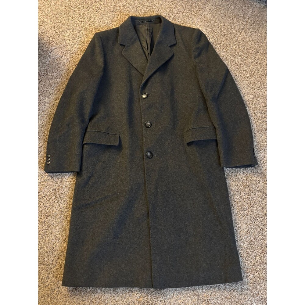 Vintage Overcoat Men's L 42-44* Gray Wool Cashmere Car Coat Adam Spencer Classic